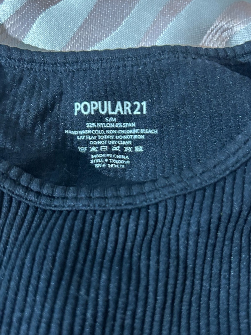 Popular 21 Black Ribbed Crop Tank - Picture 3 of 3